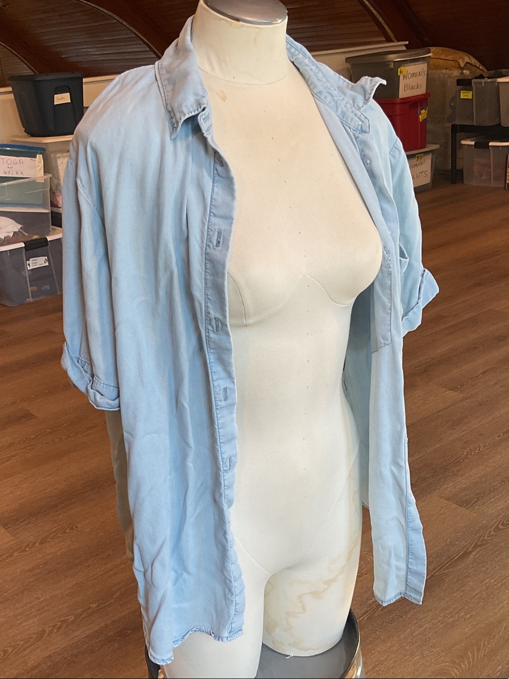 Aerie Light Blue Button Down Rayon Size Small
